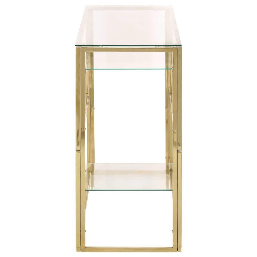 Mesa consola acero inoxidable dorado y vidrio templado