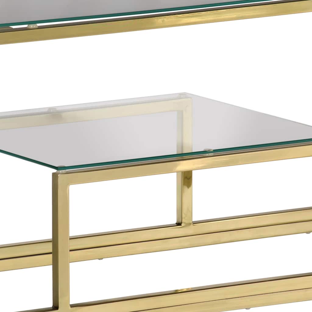 Mesa consola acero inoxidable dorado y vidrio templado