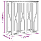 Mesa consola de acero inoxidable y vidrio dorada 70x30x70 cm