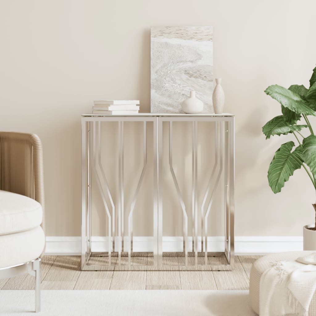 Golden Stainless Steel and Glass Console Table 70x30x70 cm