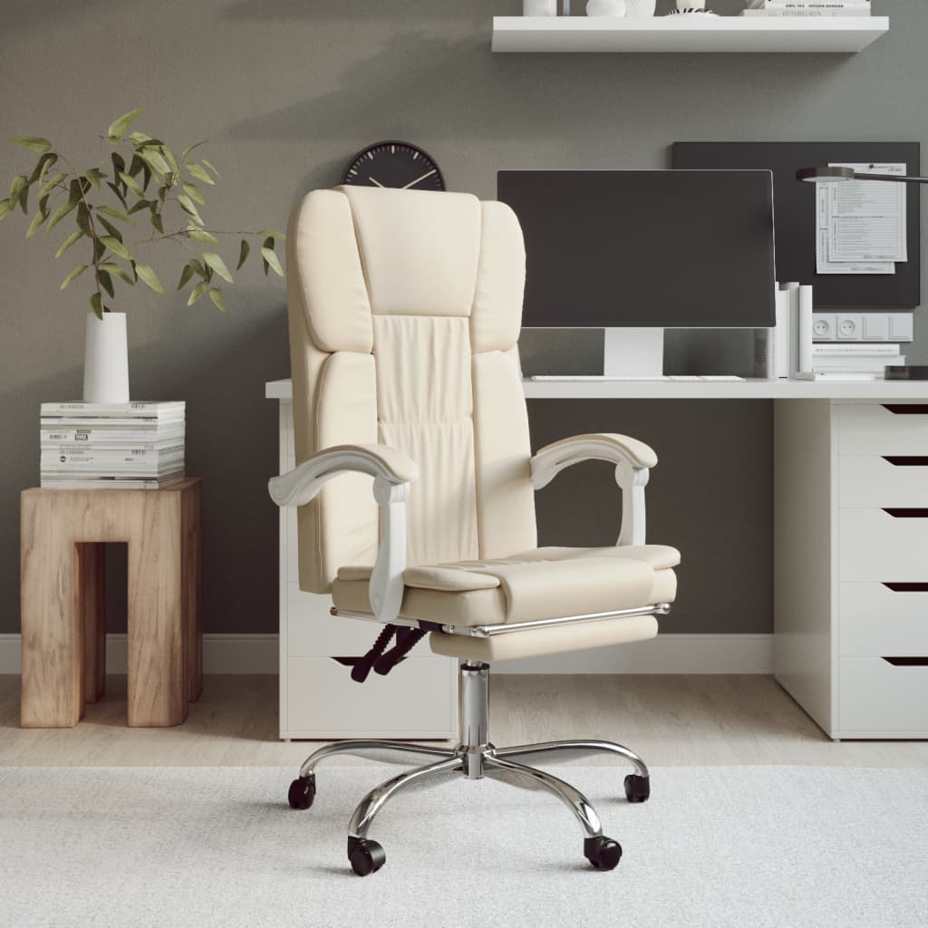 Silla de oficina reclinable con masaje de tela gris claro