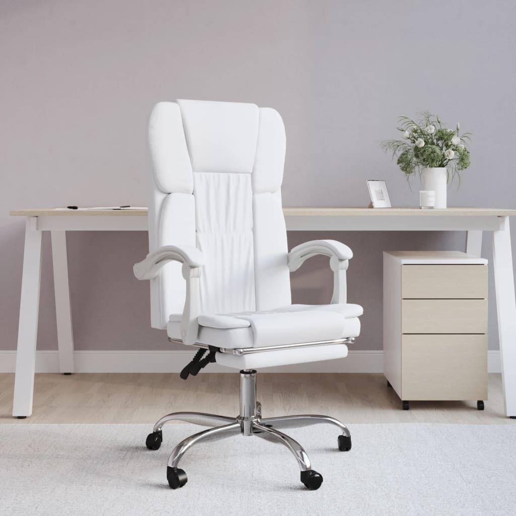 Silla de oficina reclinable con masaje de tela gris claro