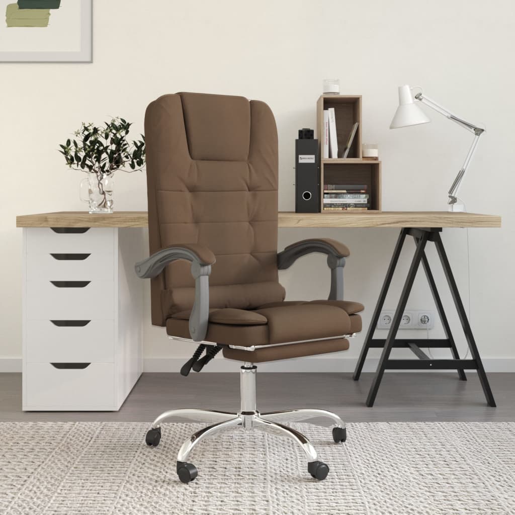 Silla de oficina reclinable con masaje de tela gris claro