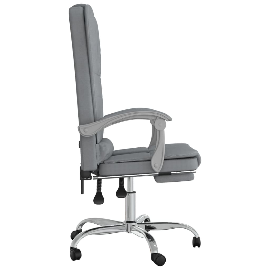 Silla de oficina reclinable con masaje de tela gris claro