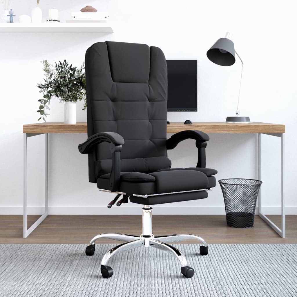 Silla de oficina reclinable con masaje de tela gris claro