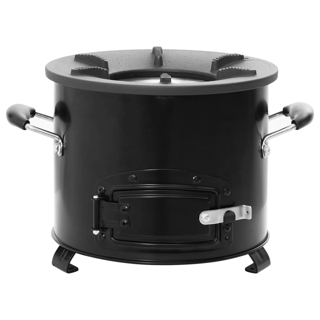 Cocina de leña para camping metal negro 36x26x22,5 cm