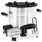 Cocina leña ventilador USB acero inoxidable plata 35,5x26x28 cm