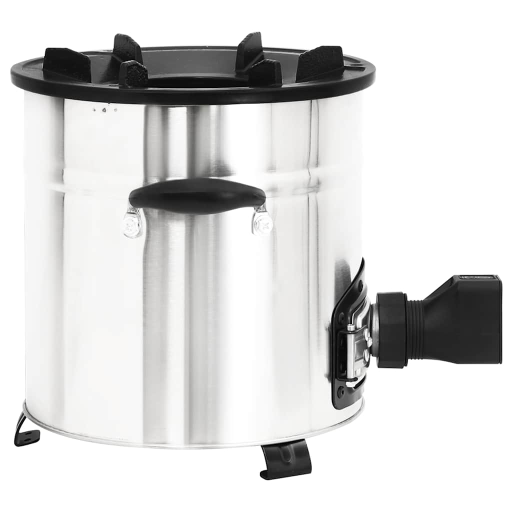 Cocina leña ventilador USB acero inoxidable plata 35,5x26x28 cm