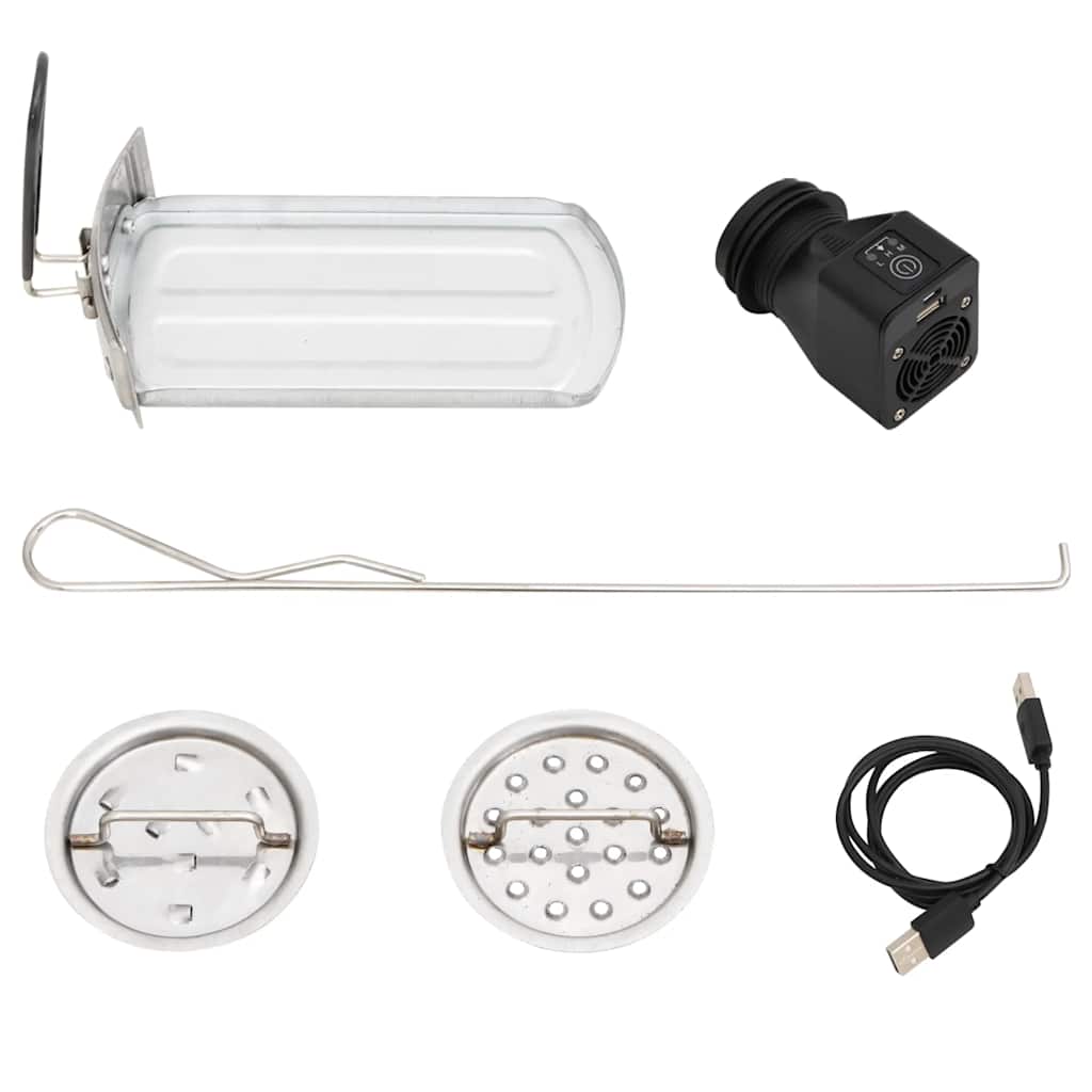 Cocina leña ventilador USB acero inoxidable plata 35,5x26x28 cm