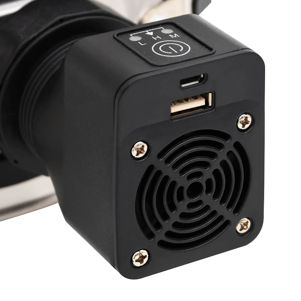Cocina leña ventilador USB acero inoxidable plata 35,5x26x28 cm