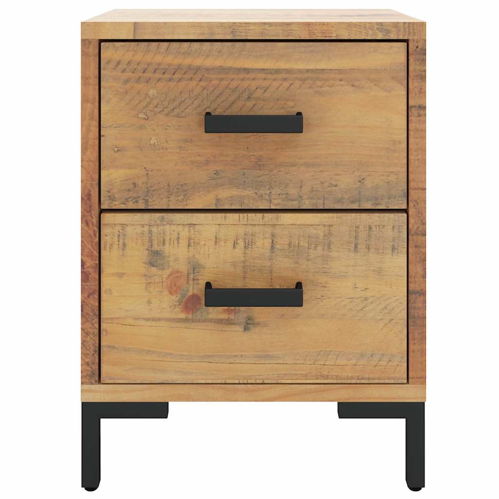 Mesita de noche madera maciza de pino marrón 36x30x45 cm