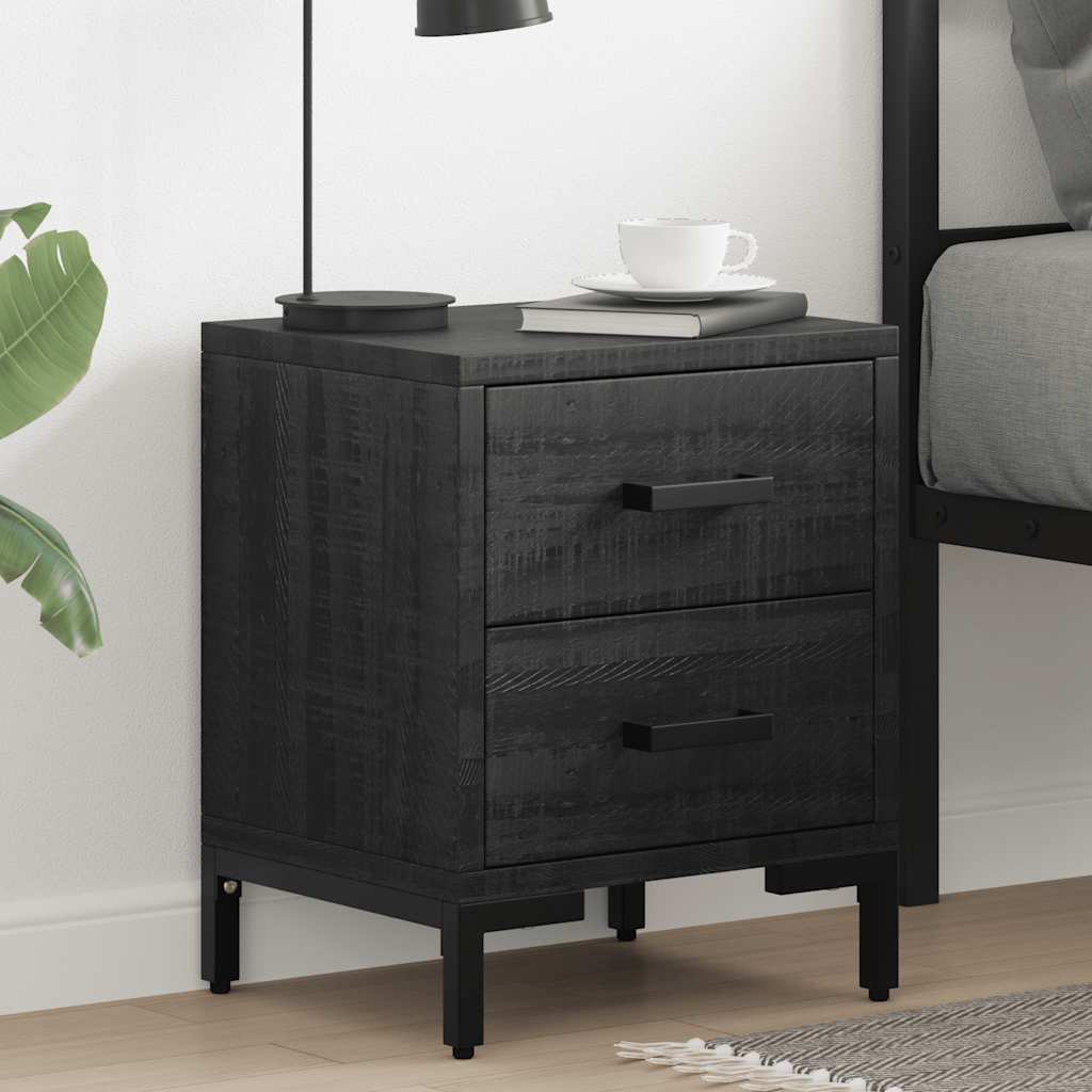 Mesita de noche madera maciza de pino marrón 36x30x45 cm