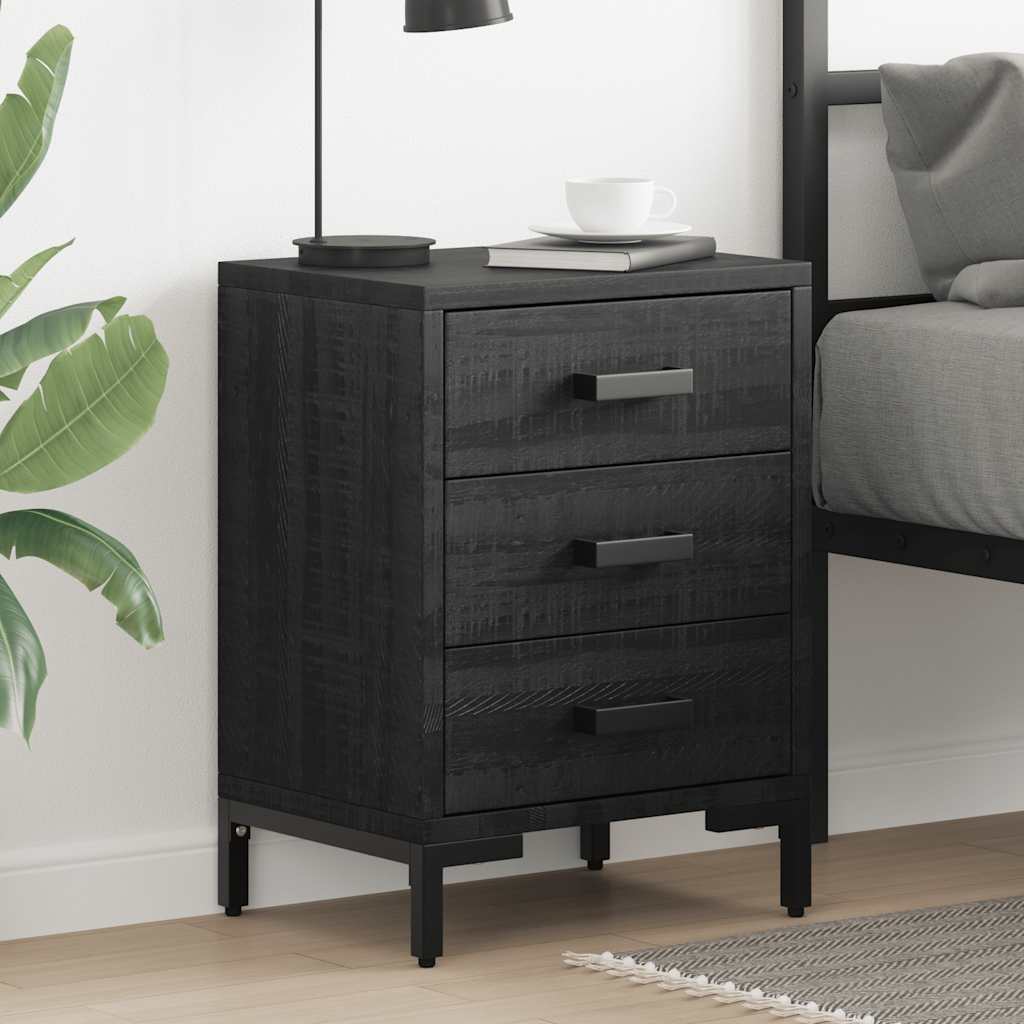 Mesita de noche madera maciza de pino marrón 36x30x45 cm