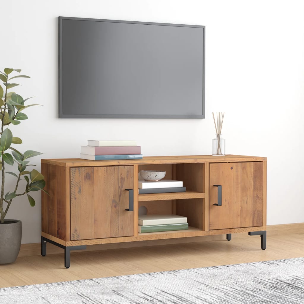 Mueble de TV con patas de metal OSLO madera maciza pino blanco