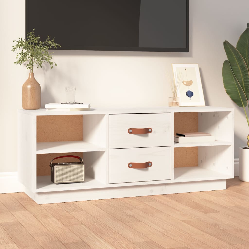 Mueble de TV de madera maciza de pino 100x34x40 cm