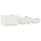 Cajas de almacenaje con tapa 3 pzas madera maciza pino blanca