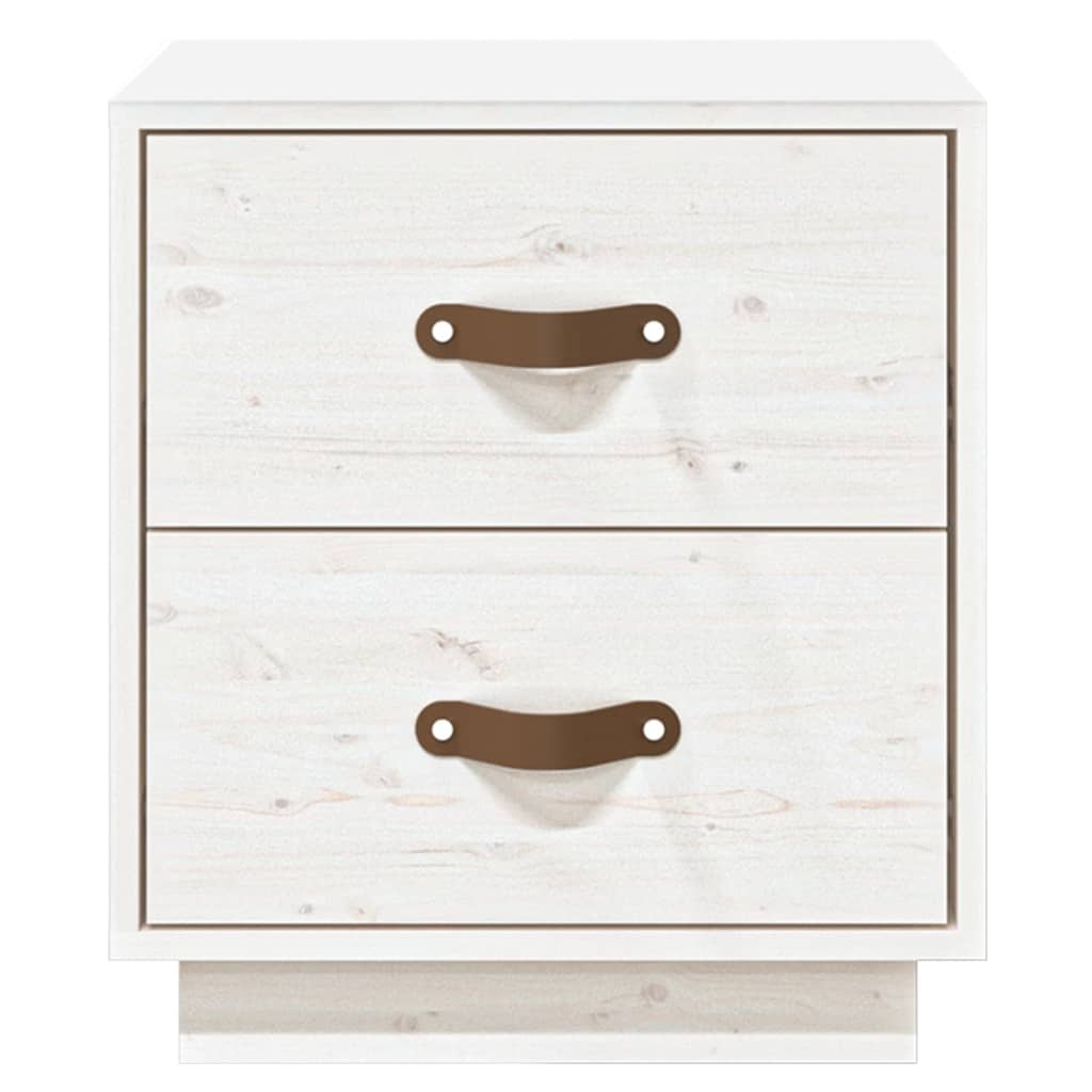Mesita de noche madera maciza de pino blanco 40x34x45 cm