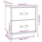 Mesita de noche madera maciza de pino blanco 40x34x45 cm