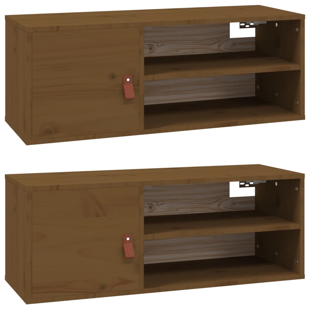 Armarios de pared 2 uds madera de pino marrón miel 60x30x30 cm