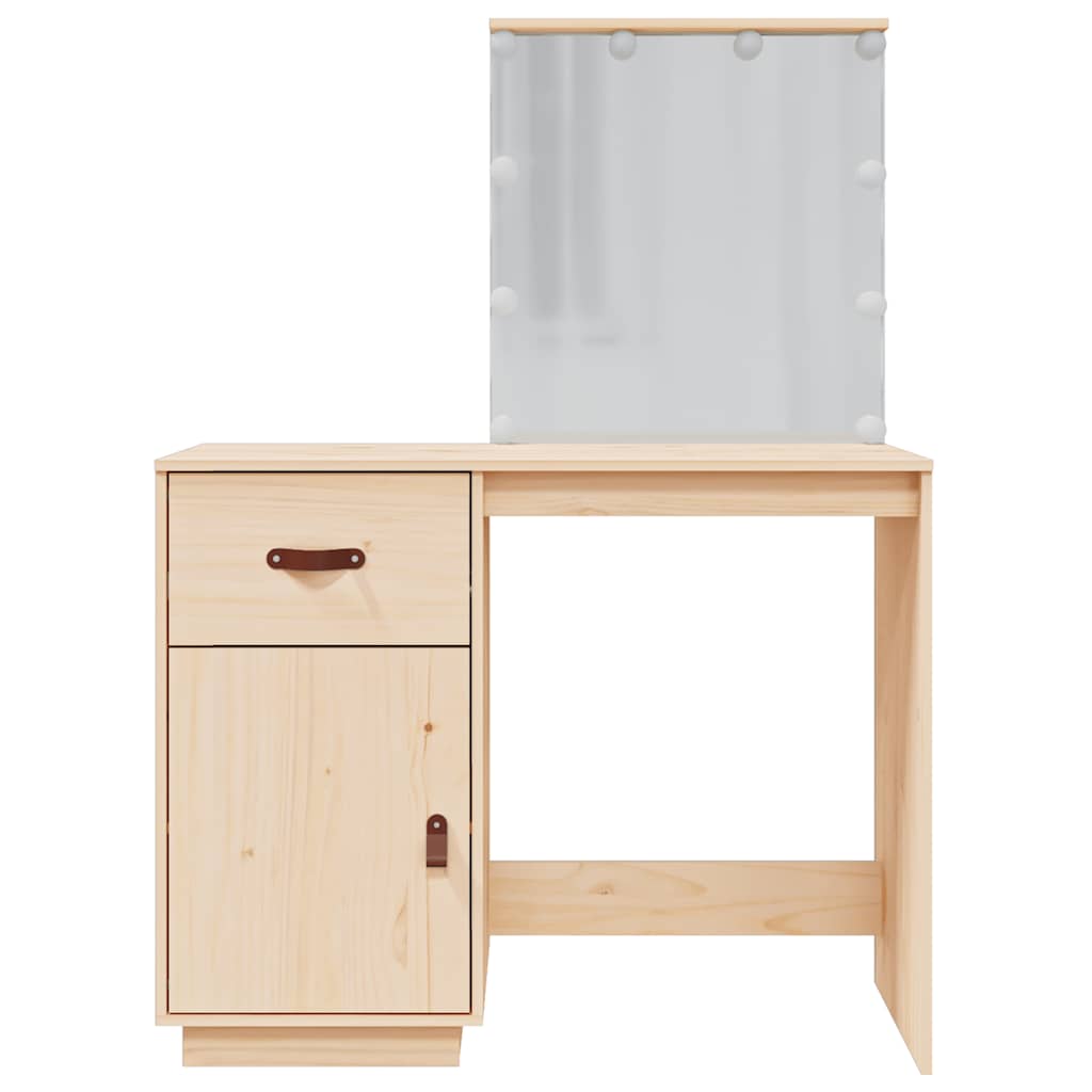 Mesa tocador con LED madera maciza de pino 95x50x133,5 cm