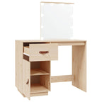 Mesa tocador con LED madera maciza de pino 95x50x133,5 cm