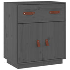 Aparador de madera maciza de pino gris 65,5x40x75 cm