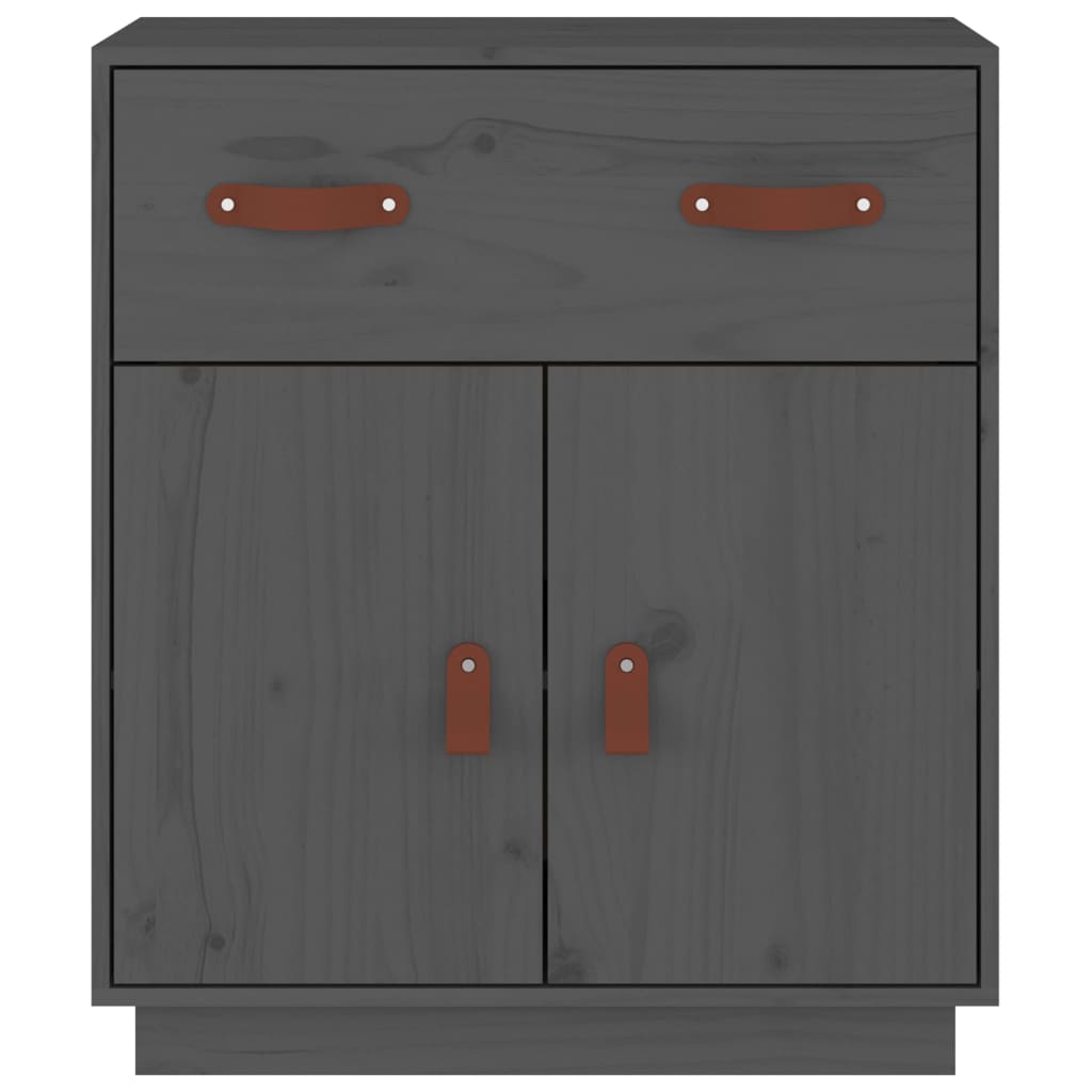 Aparador de madera maciza de pino gris 65,5x40x75 cm