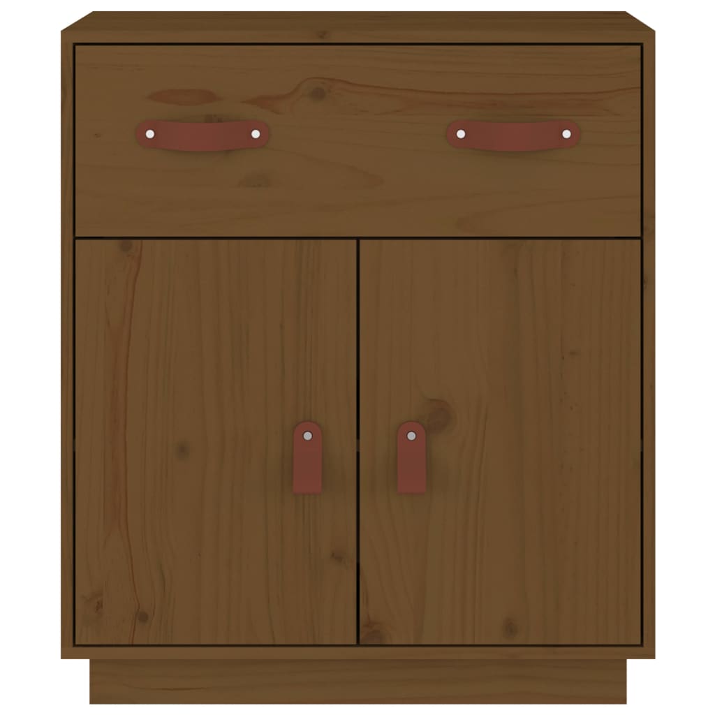 Aparador de madera maciza de pino marrón miel 65,5x40x75 cm