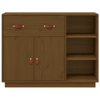 Aparador de madera maciza de pino marrón miel 98,5x40x75 cm
