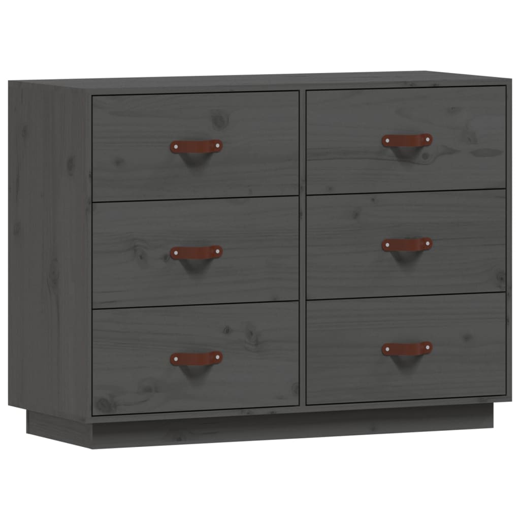 Aparador de madera maciza de pino gris 100x40x75 cm