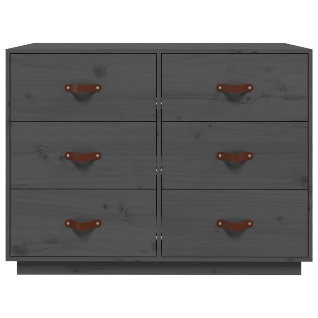 Aparador de madera maciza de pino gris 100x40x75 cm