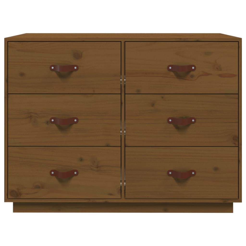 Aparador de madera maciza de pino marrón miel 100x40x75 cm
