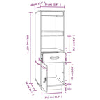 Aparador alto madera maciza de pino marrón miel 34x40x108,5 cm