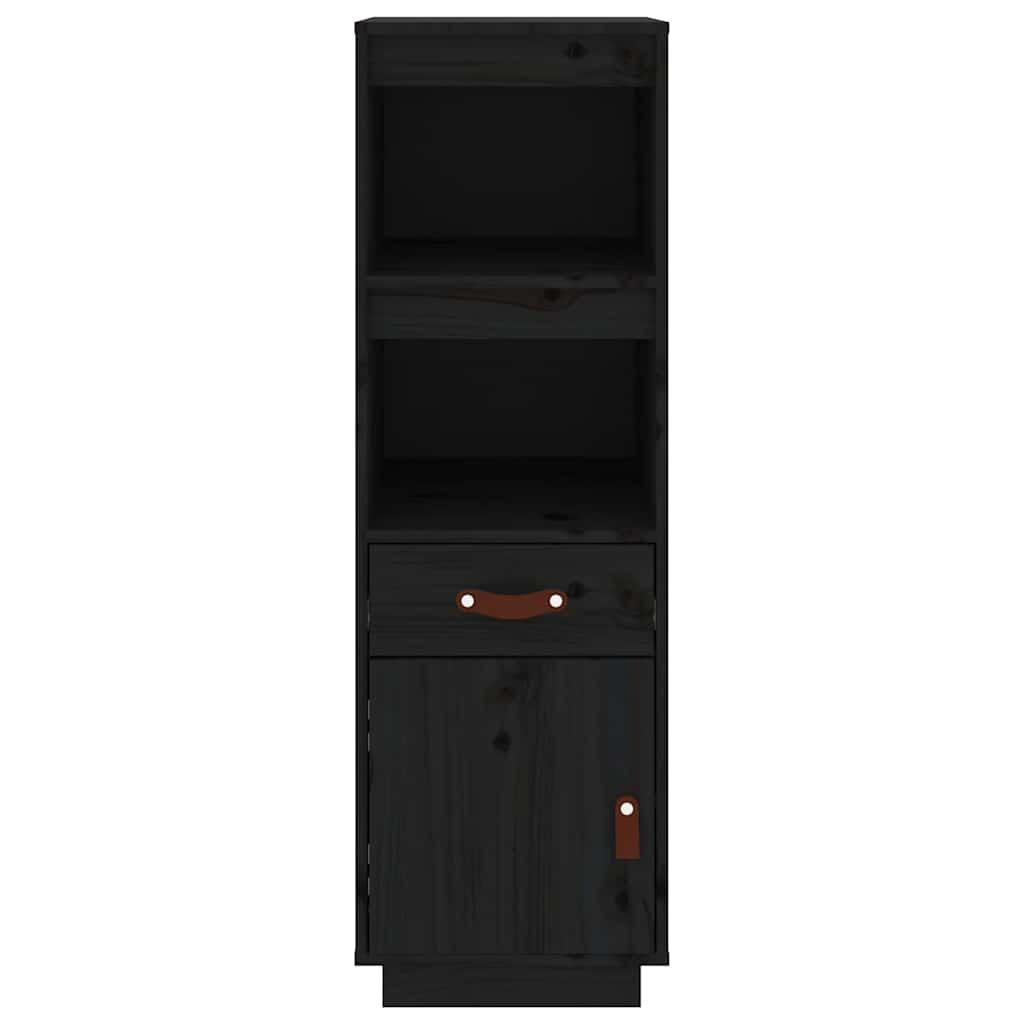 Aparador alto de madera maciza de pino negro 34x40x108,5 cm