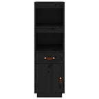 Aparador alto de madera maciza de pino negro 34x40x108,5 cm