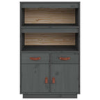 Aparador de madera maciza de pino gris 67x40x108,5 cm