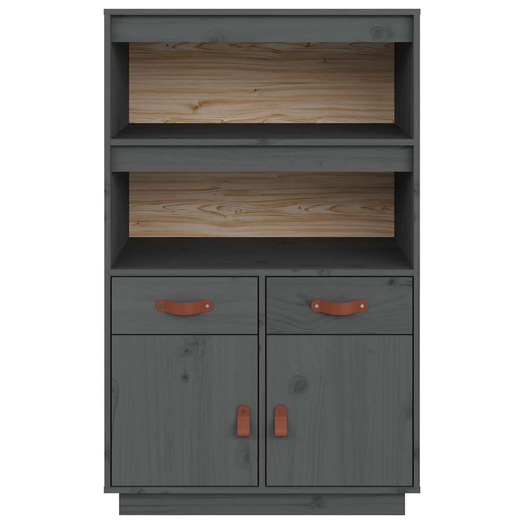 Aparador de madera maciza de pino gris 67x40x108,5 cm