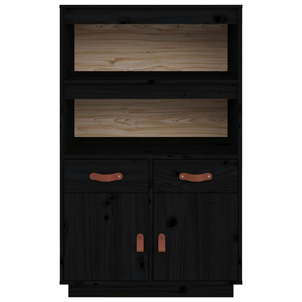 Aparador de madera maciza de pino negro 67x40x108,5 cm