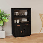 Aparador de madera maciza de pino negro 67x40x108,5 cm