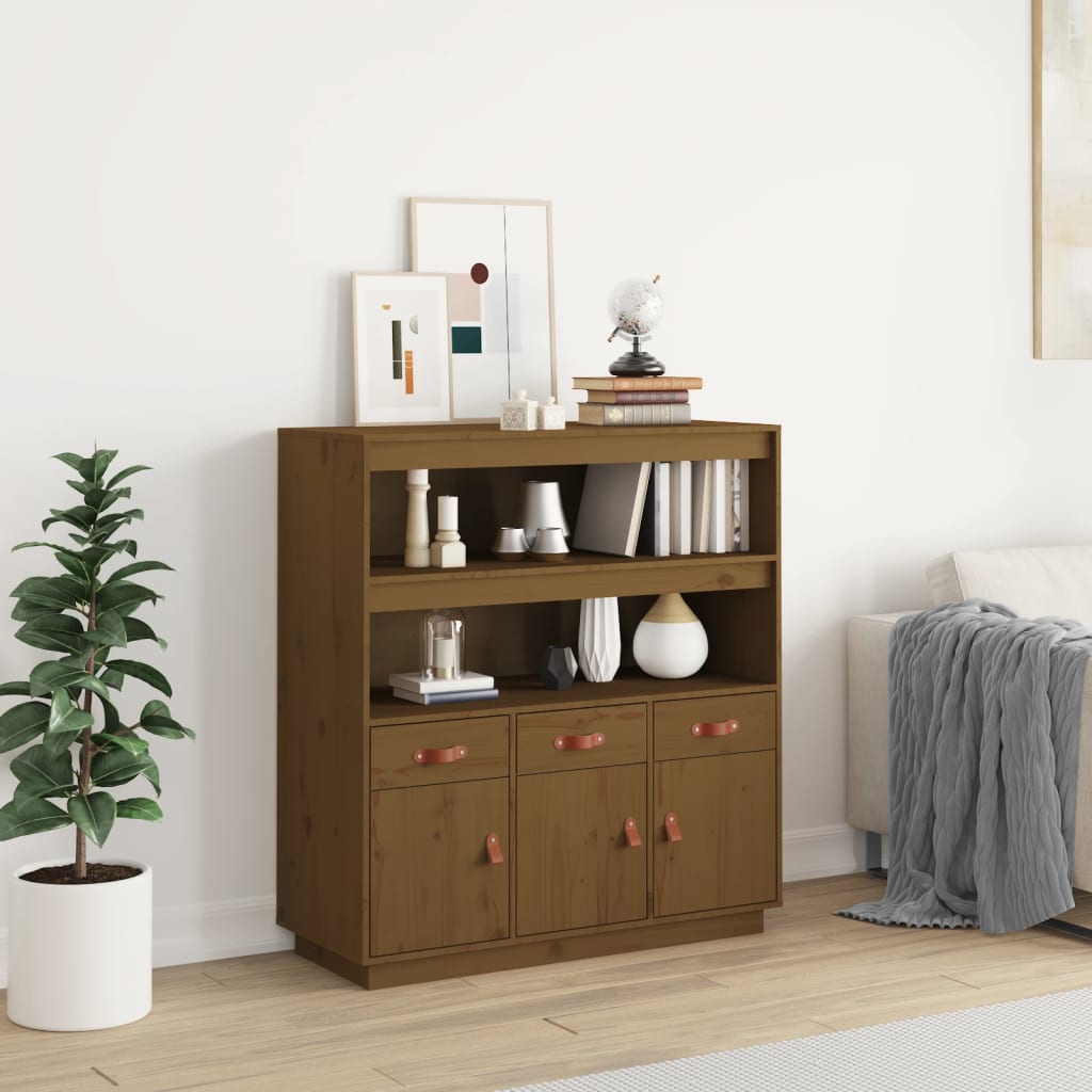 White solid pine tall sideboard 34x40x108.5 cm