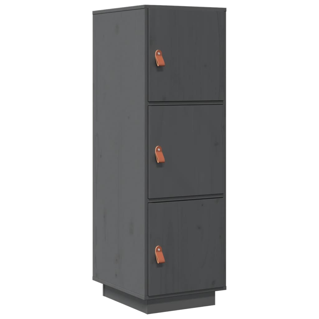Aparador alto de madera maciza de pino gris 34x40x108,5 cm
