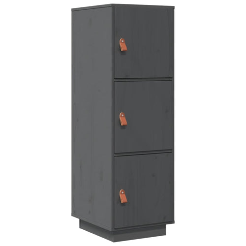 Aparador alto de madera maciza de pino gris 34x40x108,5 cm