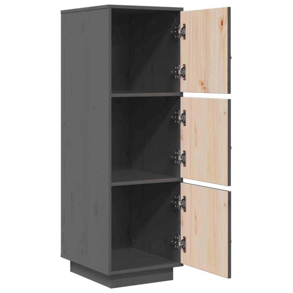 Aparador alto de madera maciza de pino gris 34x40x108,5 cm
