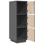 Aparador alto de madera maciza de pino gris 34x40x108,5 cm