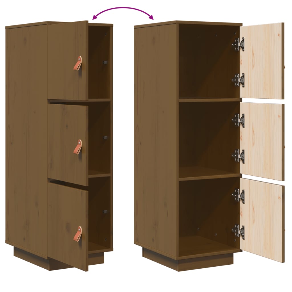 Aparador alto madera maciza de pino marrón miel 34x40x108,5 cm