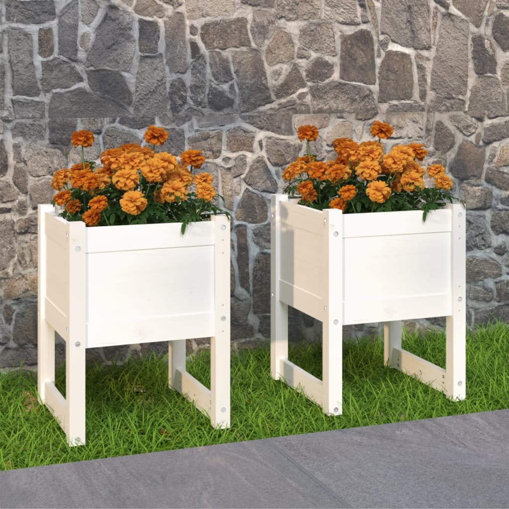 Jardinera 2 uds madera maciza de pino marrón miel 40x40x52,5 cm