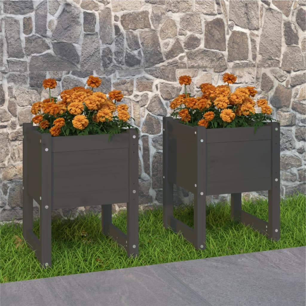 Jardinera 2 uds madera maciza de pino marrón miel 40x40x52,5 cm
