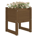 Jardinera 2 uds madera maciza de pino marrón miel 40x40x52,5 cm