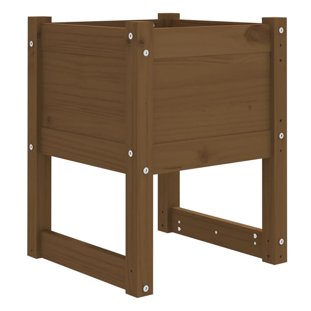 Jardinera 2 uds madera maciza de pino marrón miel 40x40x52,5 cm