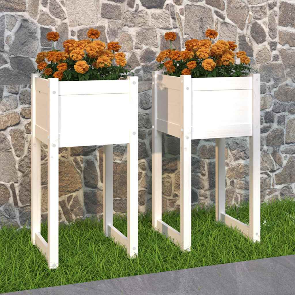 Jardinera 2 uds madera maciza de pino marrón miel 40x40x52,5 cm